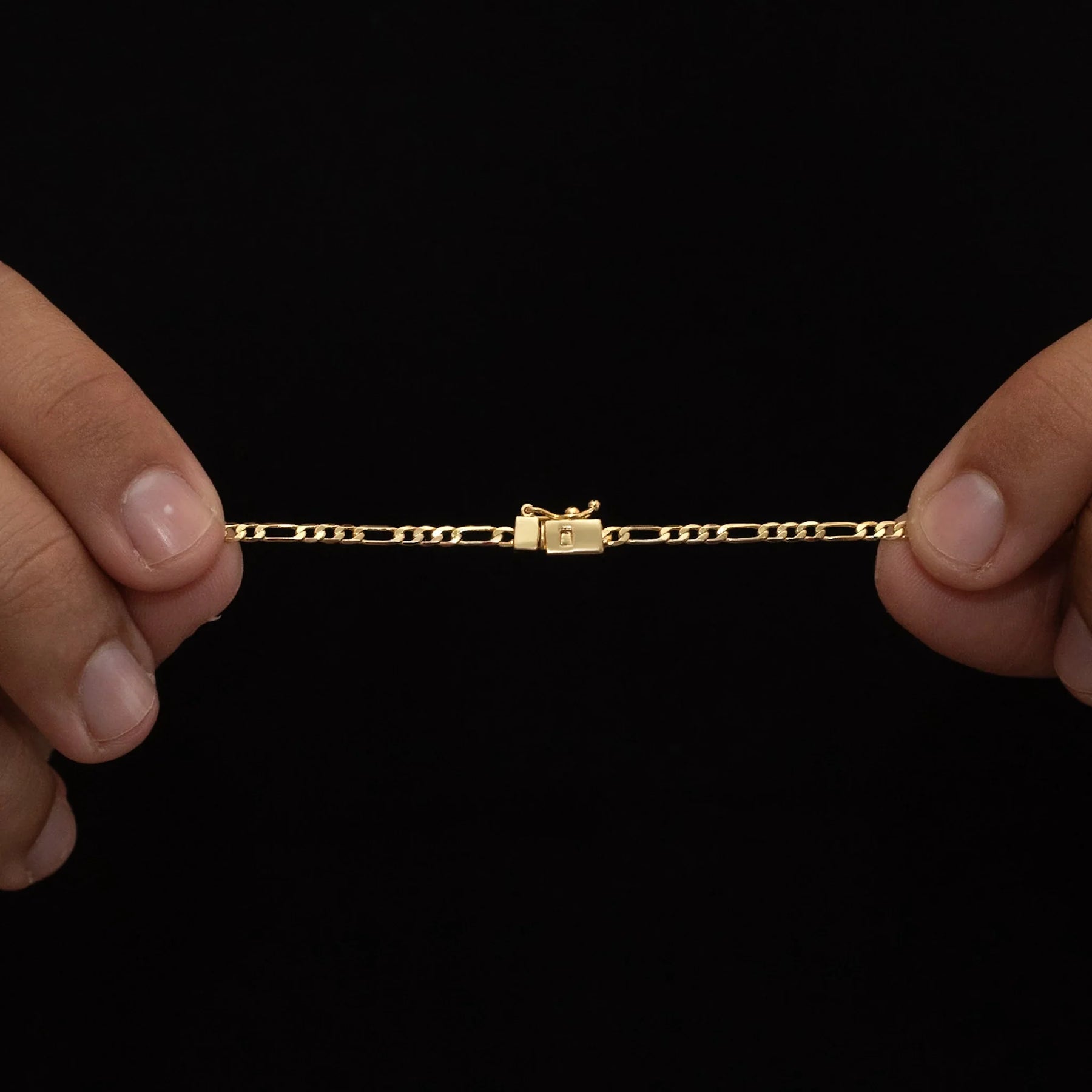 Corrente Fígaro 3mm Banhado a Ouro 18k