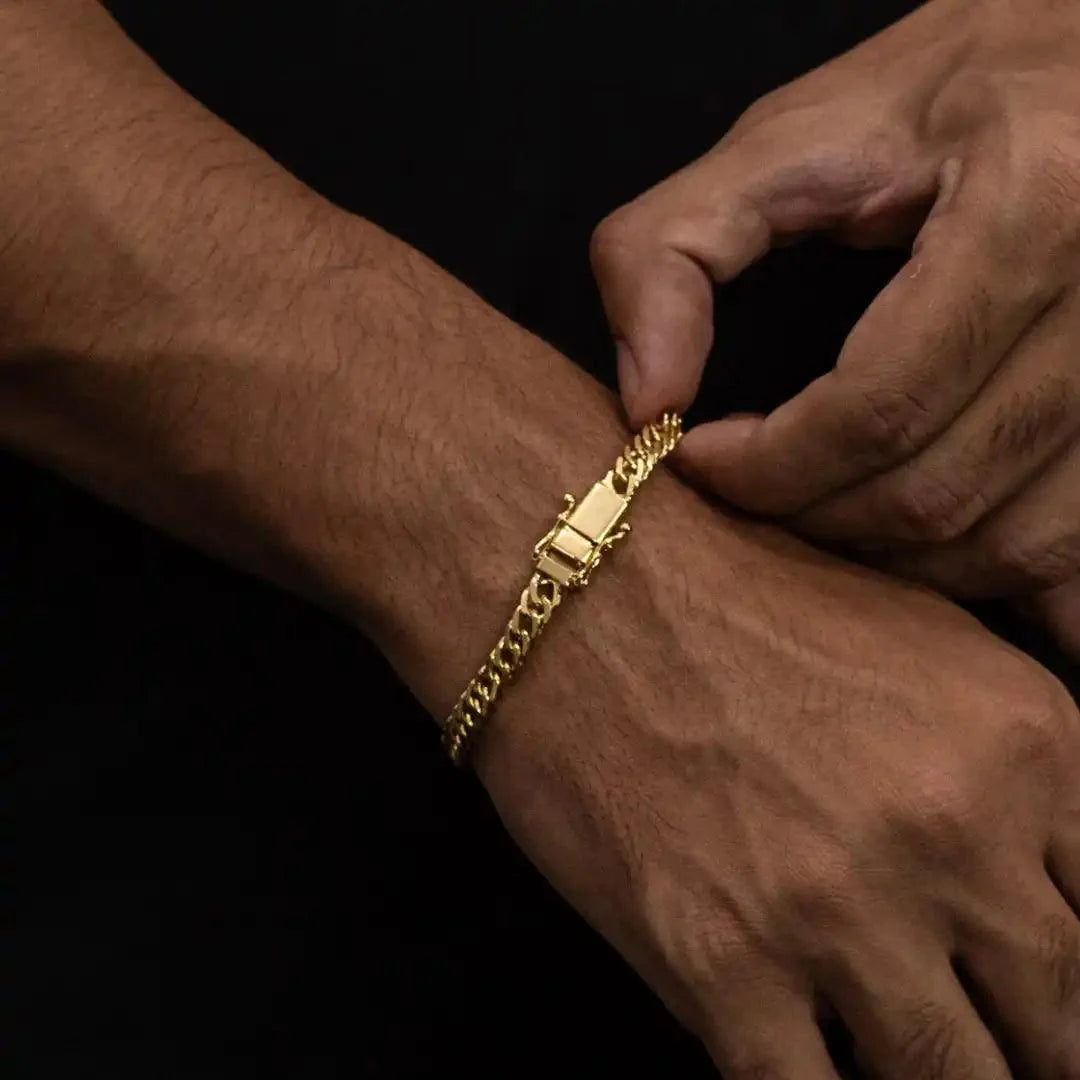 Pulseira Grumet Dupla 5mm Banhada a Ouro 18K