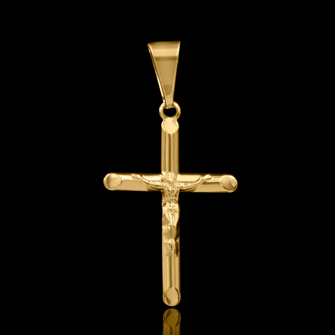 Pingente Cruz com Jesus Cristo Banhado a Ouro 18k