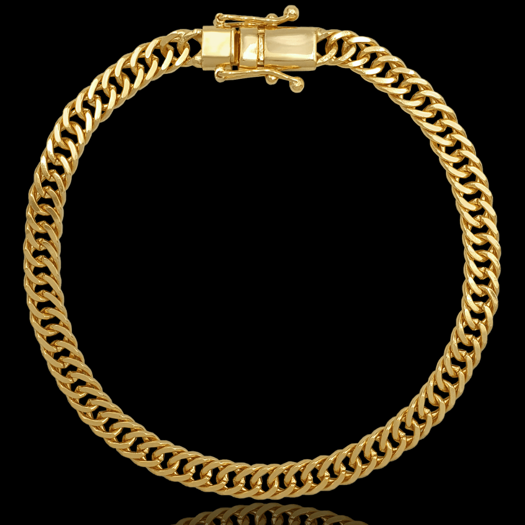 Pulseira Grumet Dupla 5mm Banhada a Ouro 18K