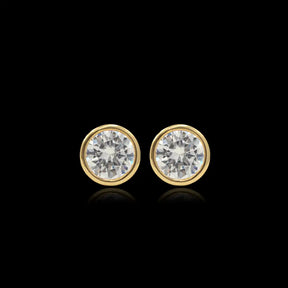 Brincos Round Bezel 6mm Banhado a Ouro 18k