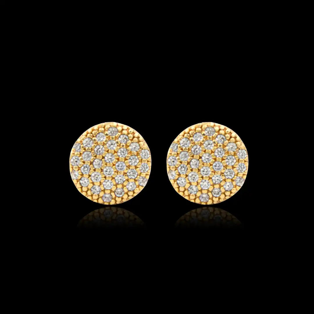 Brincos Round cravejado 8mm Banhado a Ouro 18k