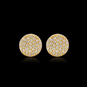 Brincos Round cravejado 8mm Banhado a Ouro 18k