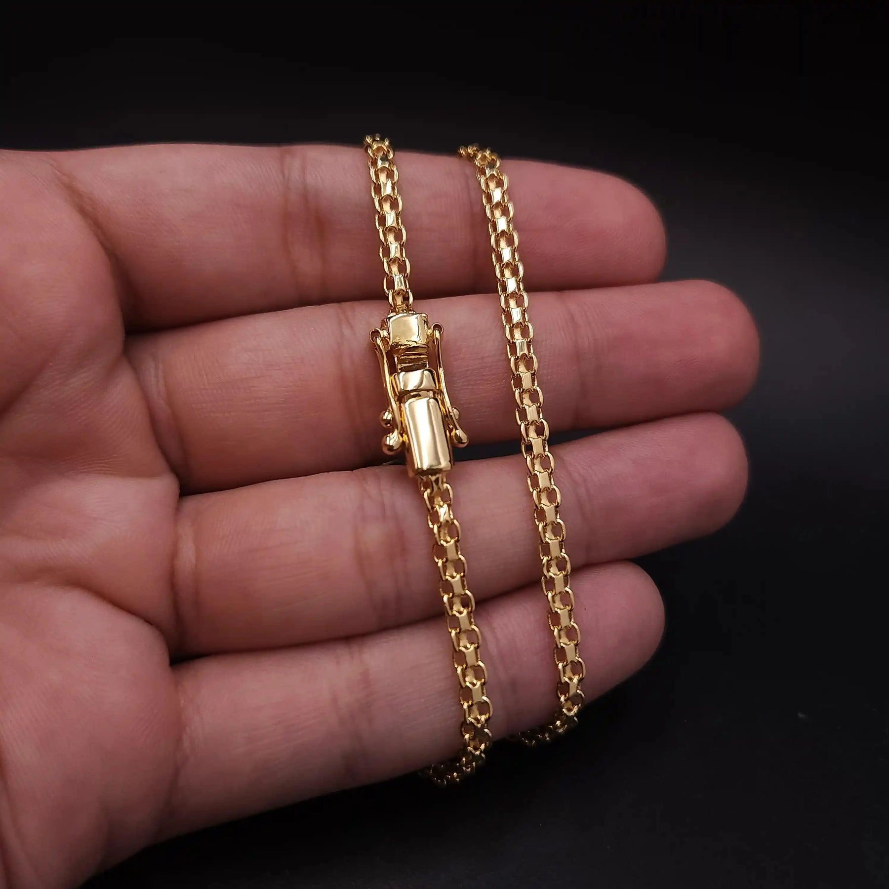 Corrente Cadeado Duplo 3,5mm Banhado a Ouro 18k