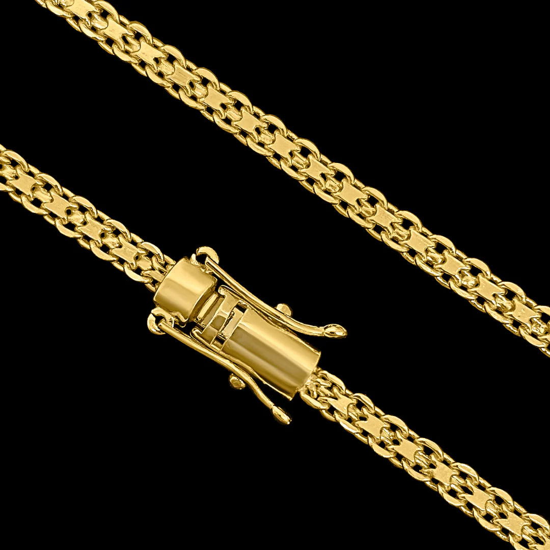 Corrente Cadeado Duplo 3,5mm Banhado a Ouro 18k