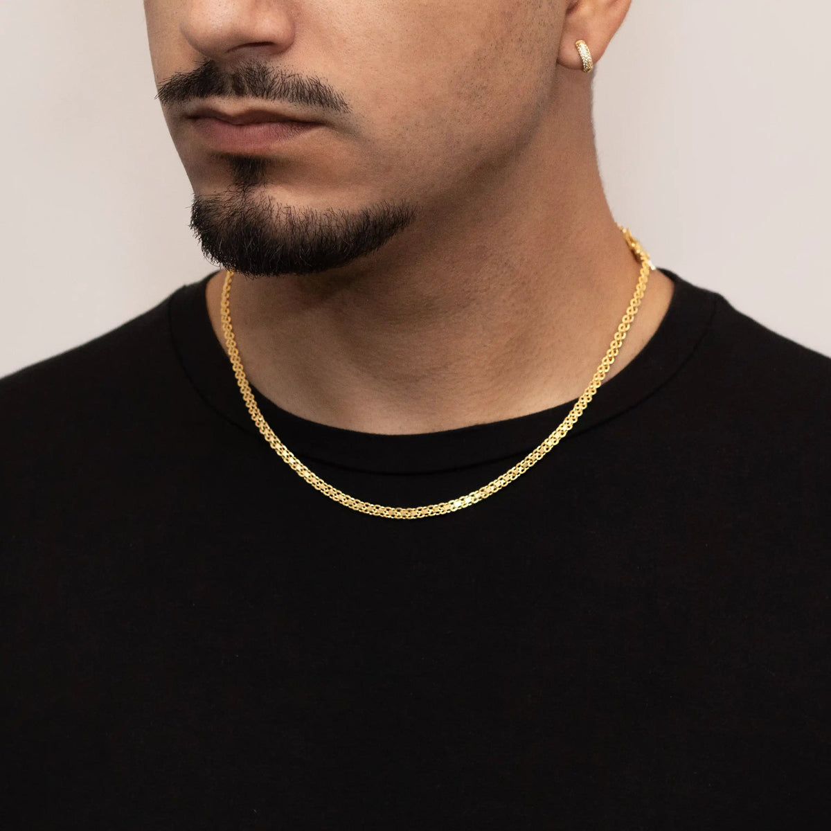 Corrente Cadeado Duplo 3,5mm Banhado a Ouro 18k