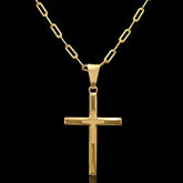 Corrente Cartier Long 2mm com pingente Cruz Detalhada Banhado a Ouro 18k