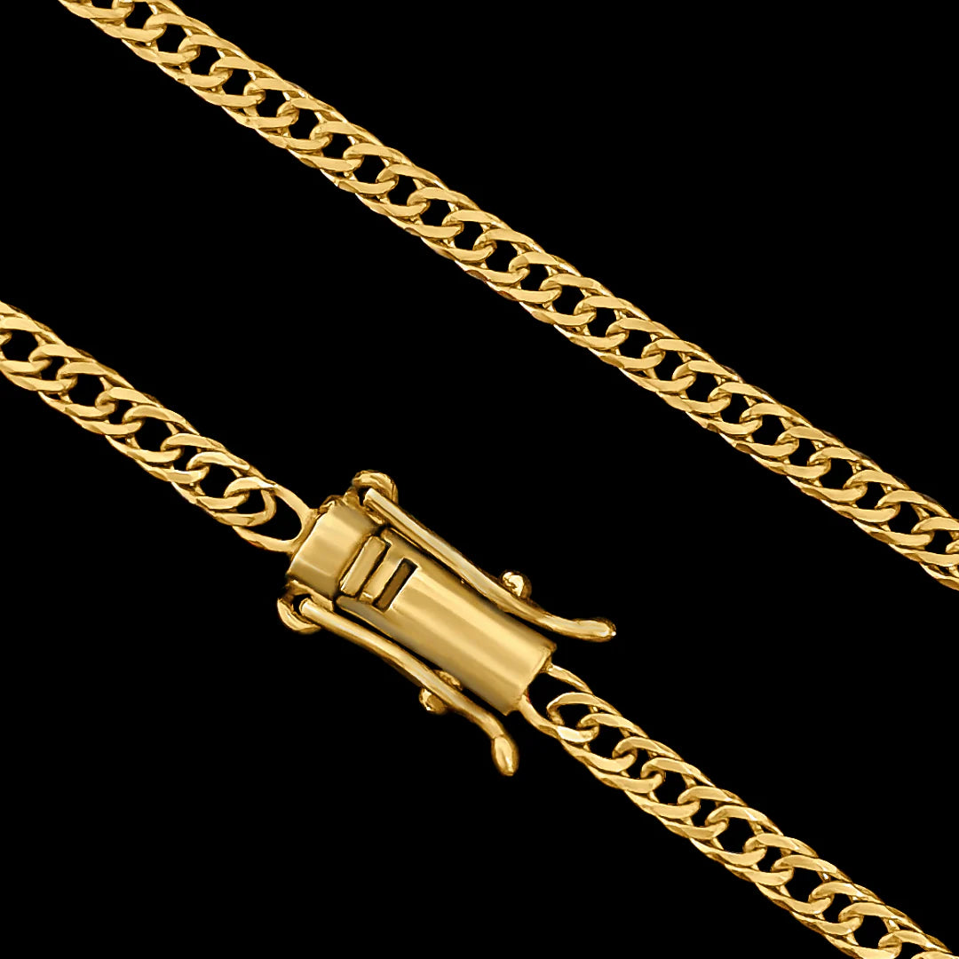 CORRENTE GRUMET DUPLO 3MM BANHADO A OURO 18K
