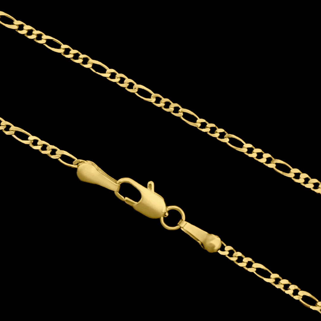 Corrente Fígaro 3x1 2mm Banhado a Ouro 18k