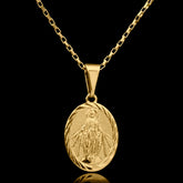 Corrente tijolinho 1mm com pingente Nossa Senhora das Graças Banhado a Ouro 18k