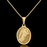 Corrente Veneziana 1mm Pingente Anjo Gabriel Banhado a Ouro 18k