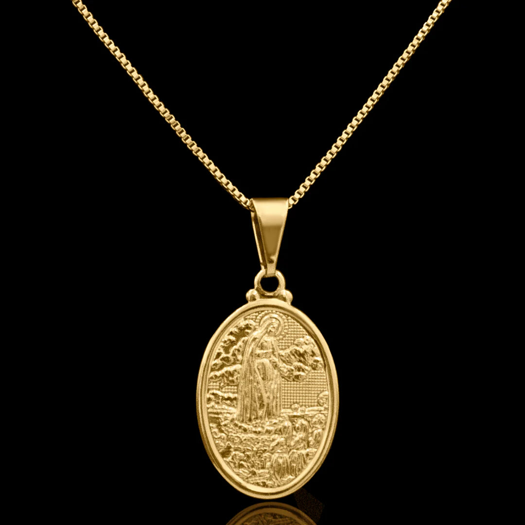 Corrente Veneziana com Pingente Nossa Senhora de Fátima Banhado a Ouro 18k