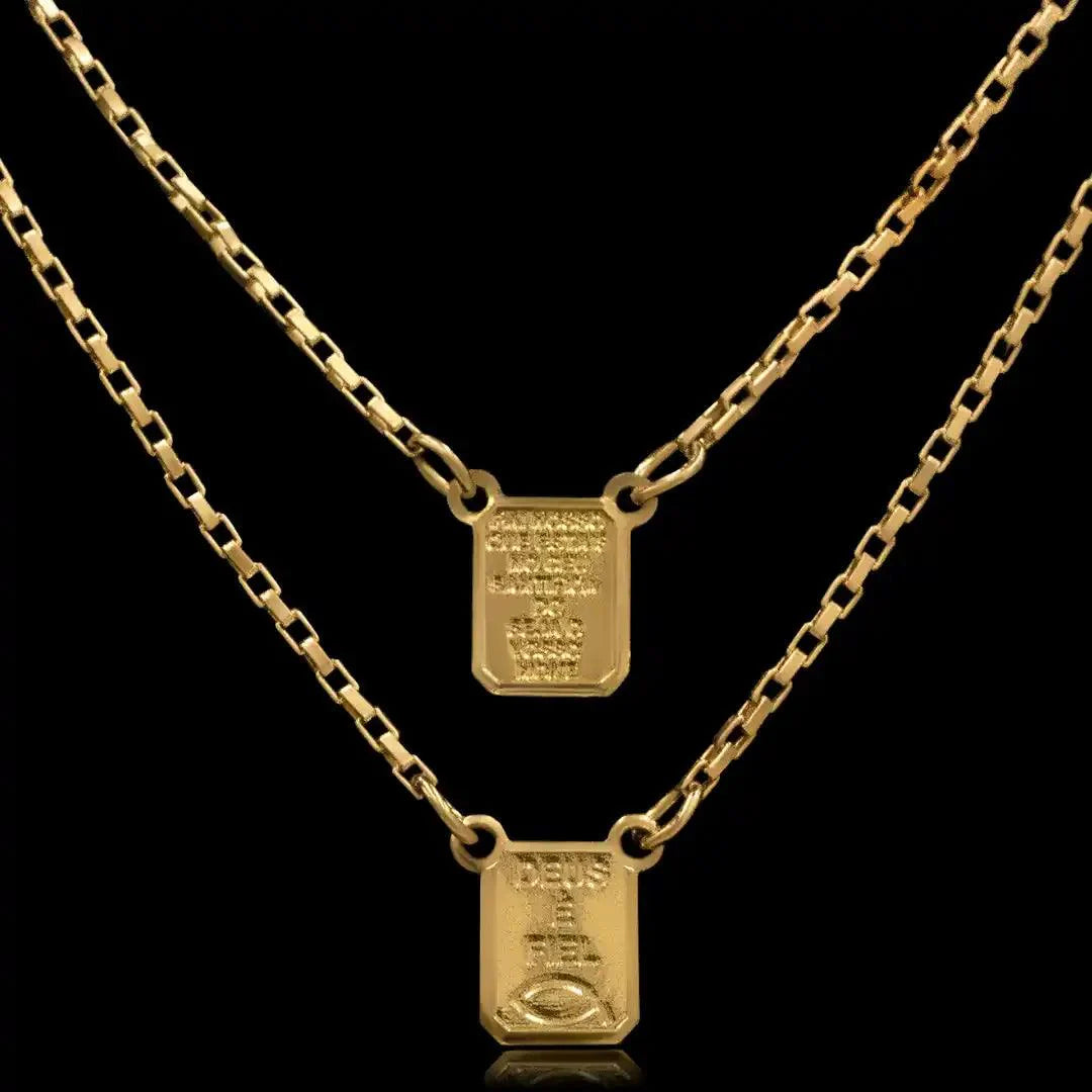 Escapulário Deus é Fiel 70cm Banhado a Ouro 18k
