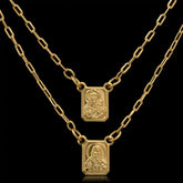 Escapulário Jesus e Maria 60cm Banhado a Ouro 18k