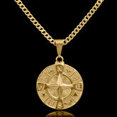 Corrente Grumet 2,5mm com Pingente Rosa dos Ventos Banhado a Ouro 18k