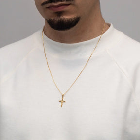 Corrente Veneziana com pingente Cruz Jesus Cristo Banhado a Ouro 18k