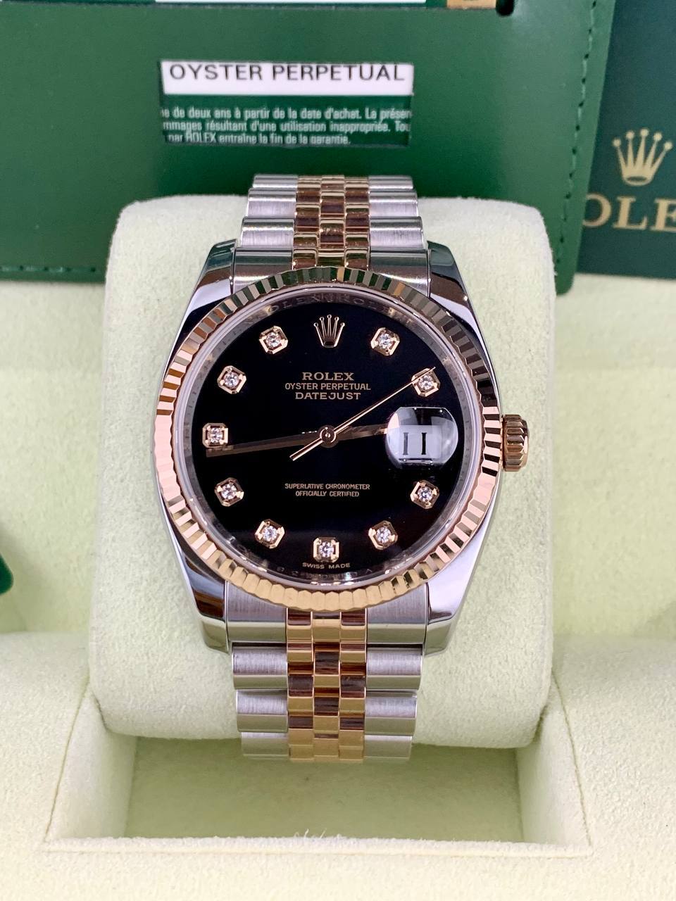 Rolex DateJust 116231 Rose Gold Black Diamond