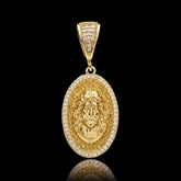 Pingente Face Cristo Cravejado Banhado a Ouro 18k