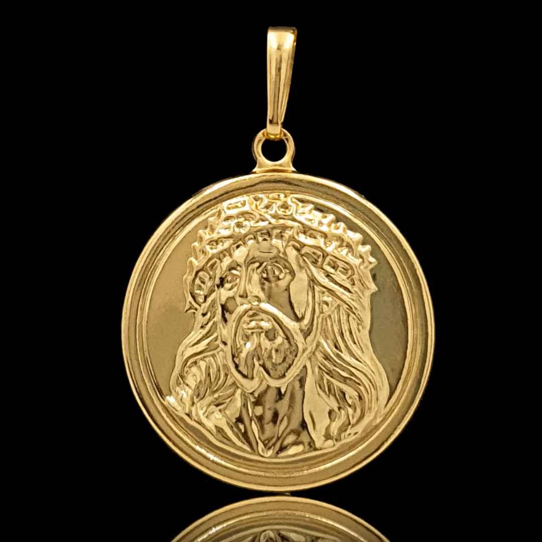 Pingente Medalha Jesus Cristo Banhado a Ouro 18k