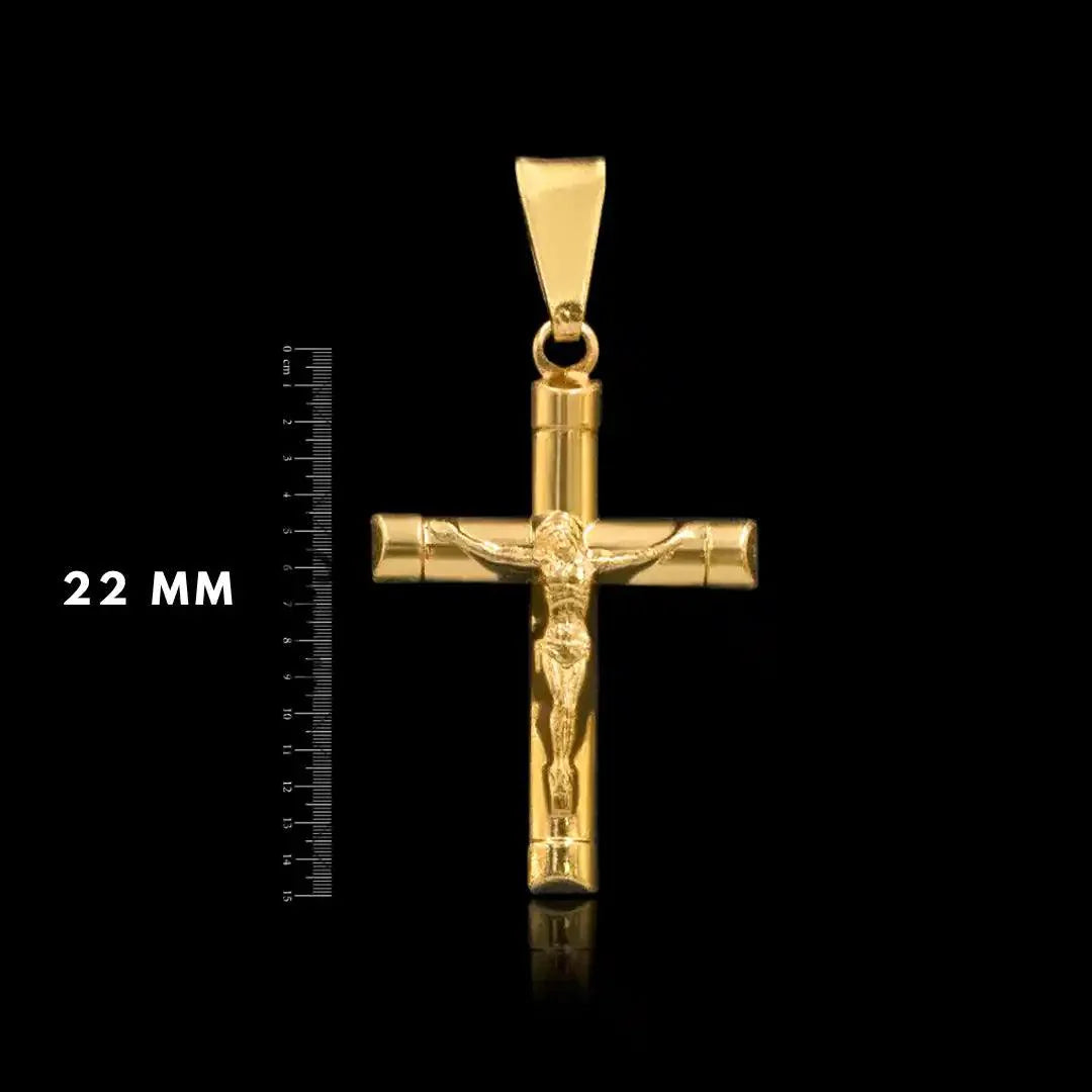 Pingente Cruz com Jesus Banhado a Ouro 18k