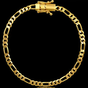 Pulseira 3 por 1 Fígaro 4mm Banhado a Ouro 18k