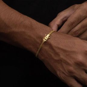 Pulseira Cadeado Duplo 4mm Banhado a Ouro 18k