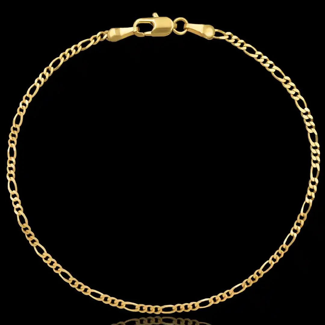 Pulseira Fígaro 3x1 2mm Banhado a ouro 18k