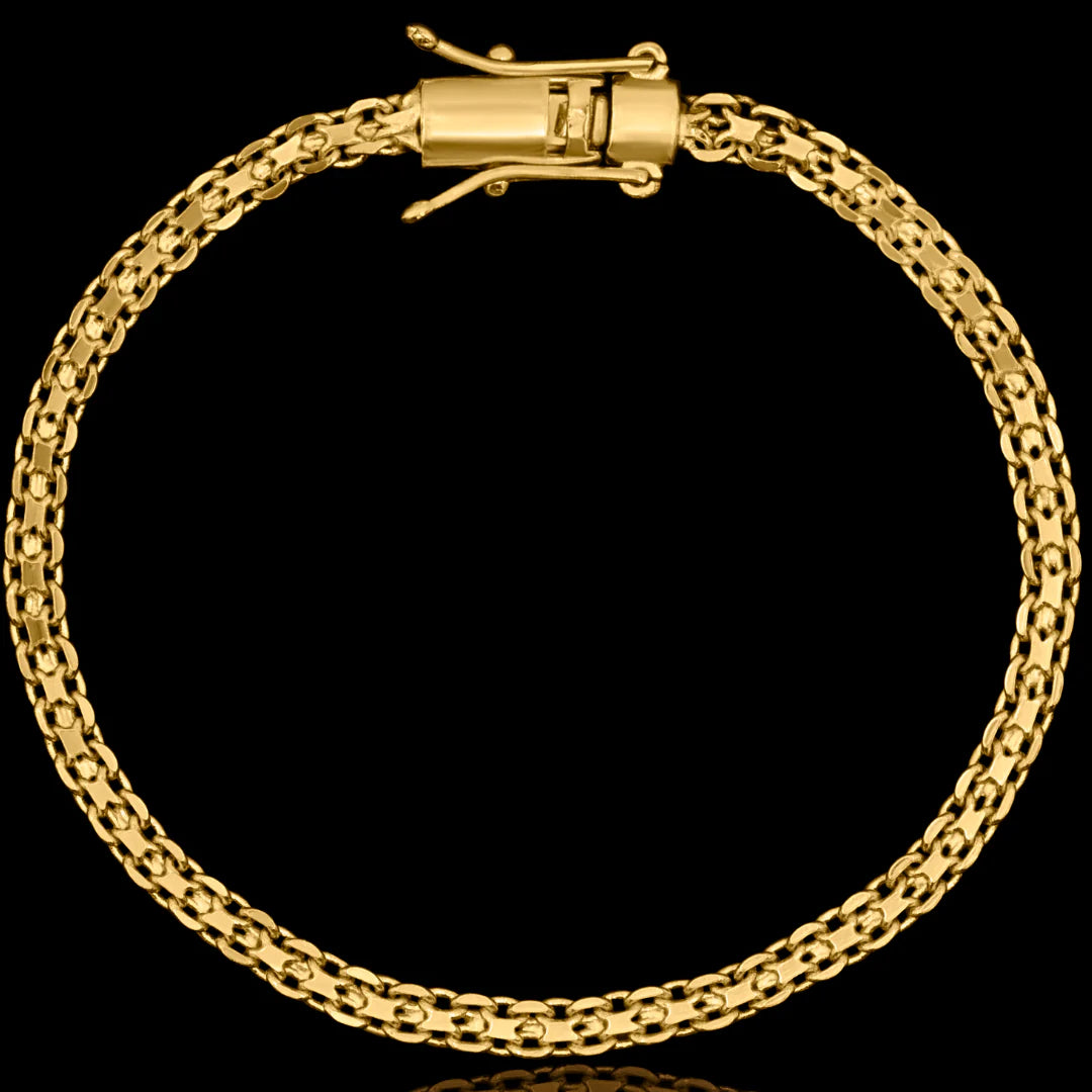 Pulseira Cadeado Duplo 4mm Banhado a Ouro 18k
